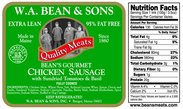 Chicken Sausage with Sundried Tomatoes and Basil